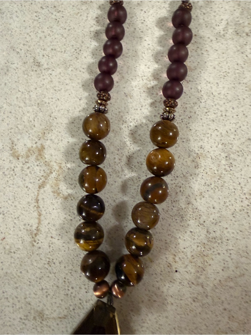 Layered Pendant Necklace with Brown and Black Accents Boho Coin - Picture 5 of 9